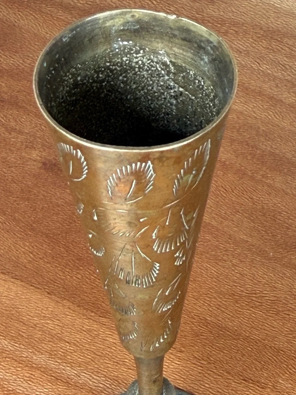 Vintage Solid Brass hand etched 6.5